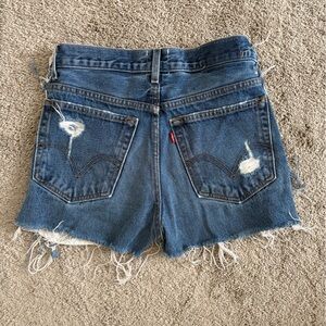 Levi's Blue Distressed Denim Cutoff Shorts - High Waist
